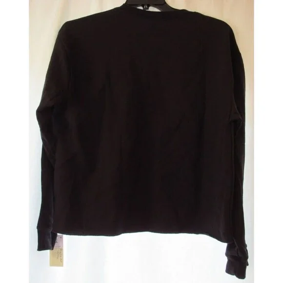 THE ROLLING STONES Womens Black Crop Top Tongue Logo Long Sleeve Size XL NWT - Picture 2 of 8